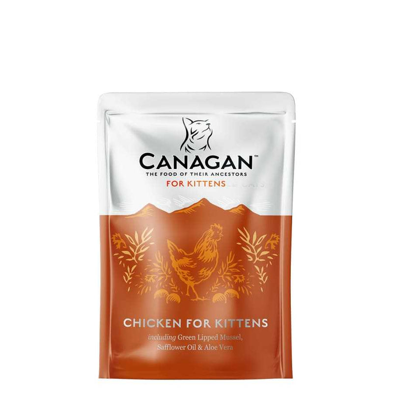 Canagan Chicken for Kittens Food Pouches 8 x 85g pack with fresh chicken and cranberries.