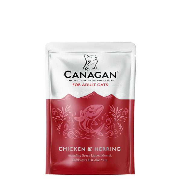 Canagan Chicken & Herring Cat Pouches 8 x 85g - Grain-free cat food with fresh chicken and fish.