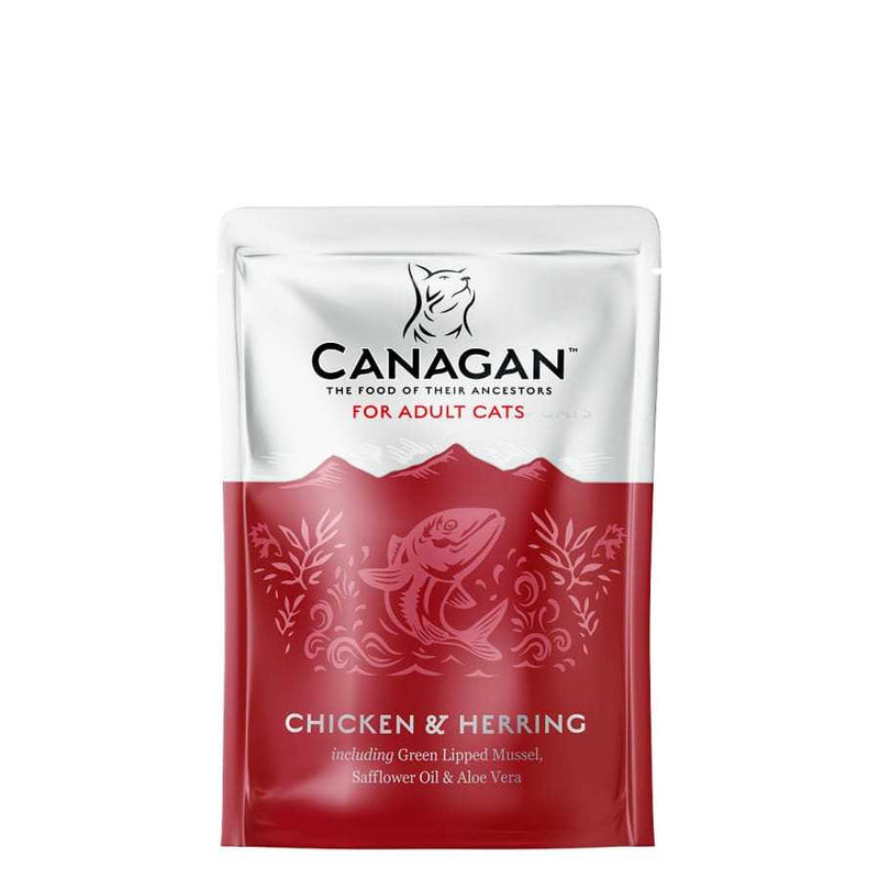 Canagan Chicken & Herring Cat Pouches 8 x 85g - Grain-free cat food with fresh chicken and fish.