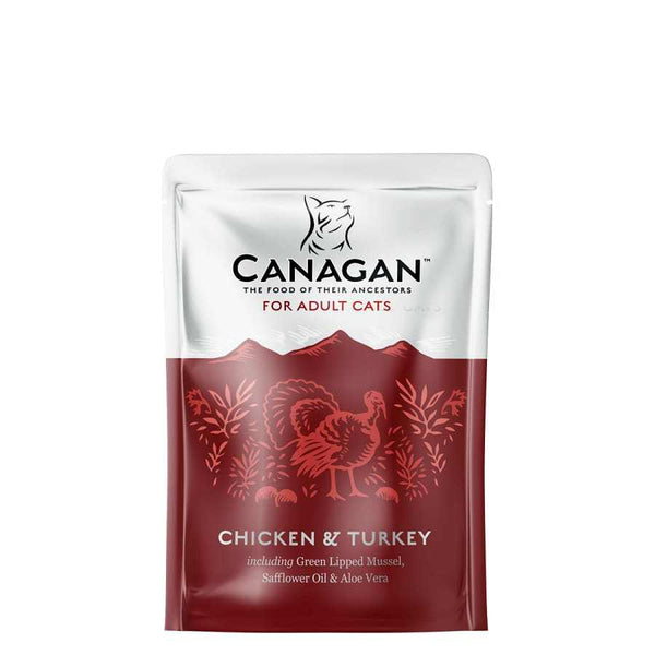 Canagan Chicken & Turkey Cat Pouches 8 x 85g - grain-free wet food for adult cats.