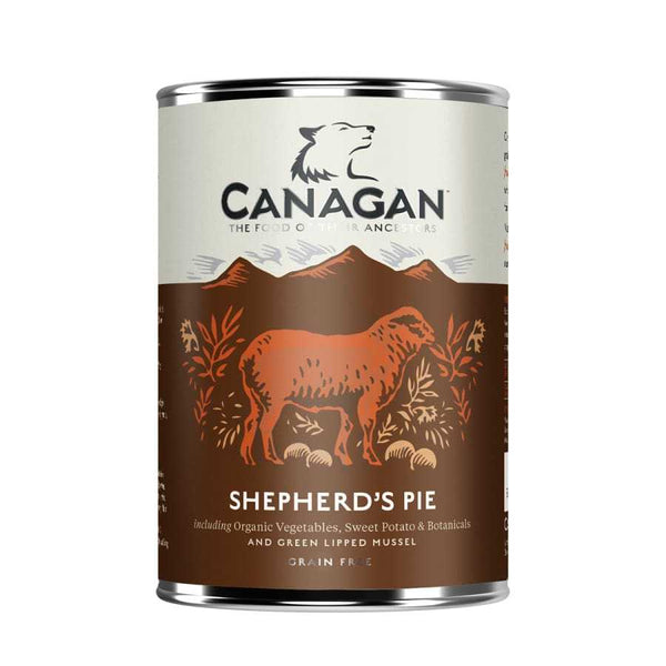 Canagan Shepherds Pie Wet Dog Food 400g can with organic vegetables and lamb.