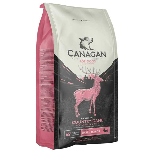 Canagan Small Breed Country Game Dry Dog Food with Duck and Venison, Grain Free, for Puppies and Adult Dogs.