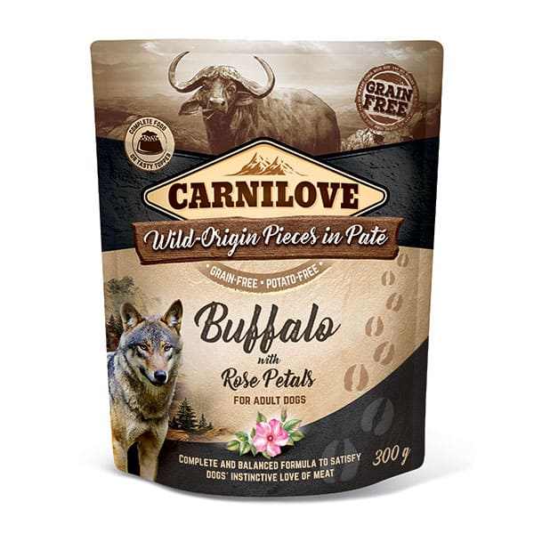 Carnilove Buffalo with Rose Petals  300g Wet Pouch Dog food Topper