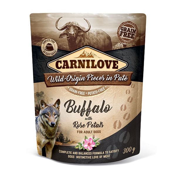 Carnilove Buffalo with Rose Petals 300g Wet Pouch Dog food Topper -Carnilove8595602537716