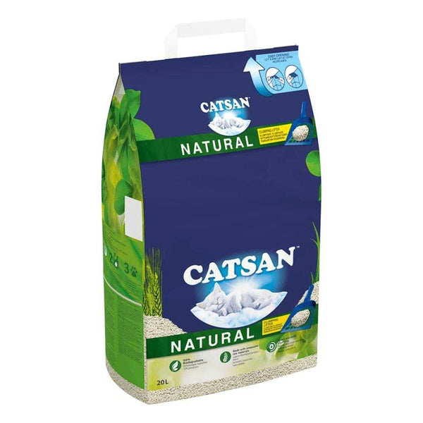 CATSAN NATURAL Clumping Litter 20 Litre Bag with eco-friendly packaging.