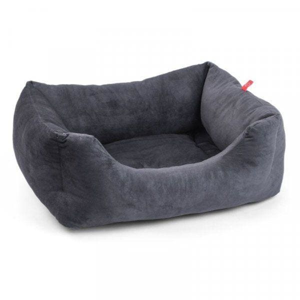 Charcoal Grey Velour Square Dog Bed -Zoon5050642044561