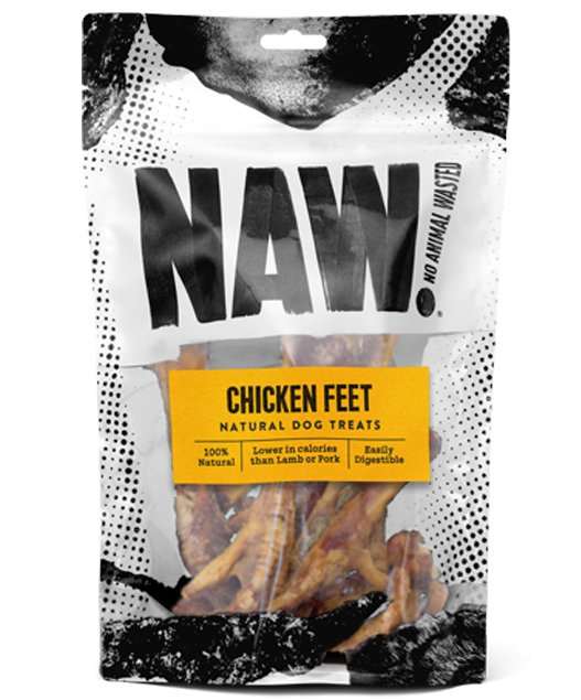 Chicken Feet Natural Dog Treats - 250g Bag, gluten and grain free, 100% chicken, resealable packaging.