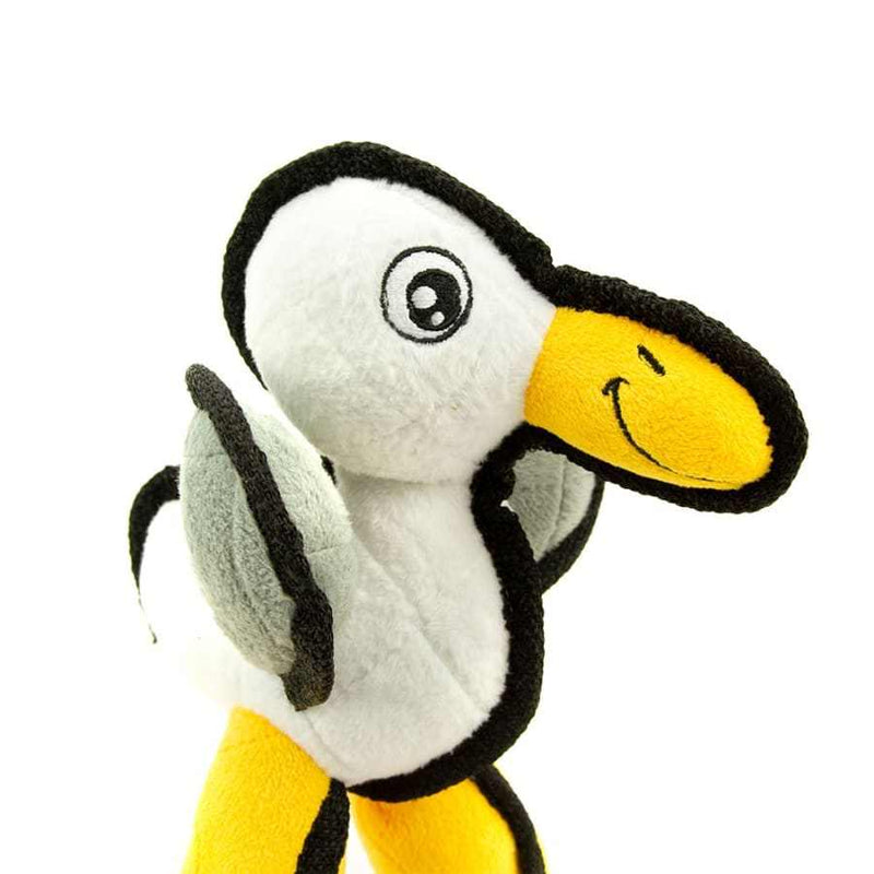 Tough seagull dog toy with soft plush, double stitching, and extra stuffing for durability.