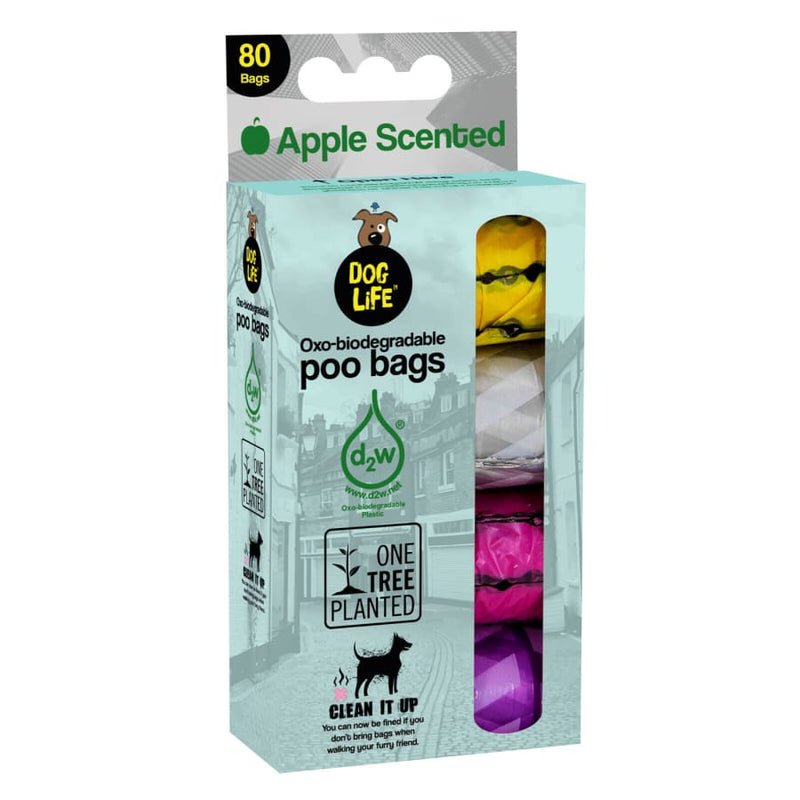 Dog Life Degradable Poo Bags 80 Bags (4 x 20 Bag Rolls) x 1 -Dogs Life5033190024698