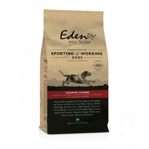 Eden Country Cuisine Working Dog 15kg Dog Food pack for sporting and working dogs.