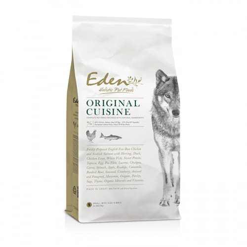 Eden Original Cuisine Dry Dog Food for adult and senior dogs, hypoallergenic, grain-free, rich in omega-3 and 6 for joint and coat health.