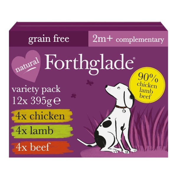 Forthglade Chicken, Lamb & Beef Natural Wet Dog Food - Variety Pack 12x395g -Forthglade Pet Food5023833000134
