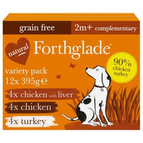 Forthglade Chicken, Turkey, Chicken Liver Natural Wet Dog Food - Variety Pack 12x395g -Forthglade Pet Food5023833005900
