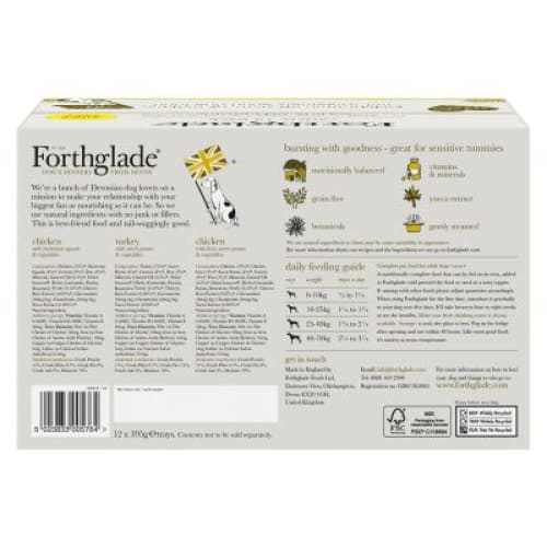 Forthglade Turkey, Chicken & Chicken liver natural wet dog food - variety pack (12x395g) -Forthglade Pet Food5023833005764