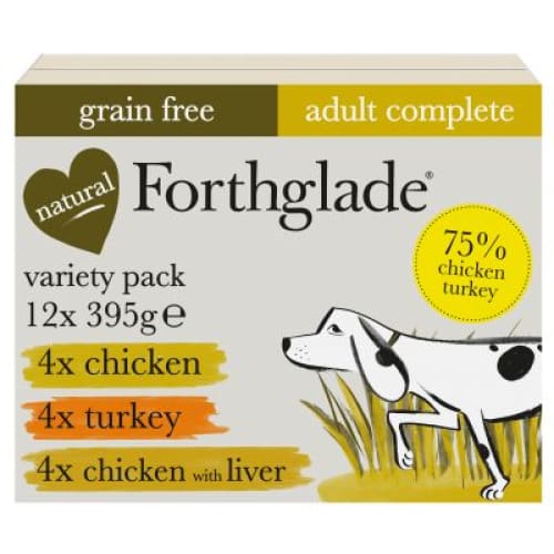 Forthglade Turkey, Chicken & Chicken liver natural wet dog food - variety pack (12x395g) -Forthglade Pet Food5023833005764