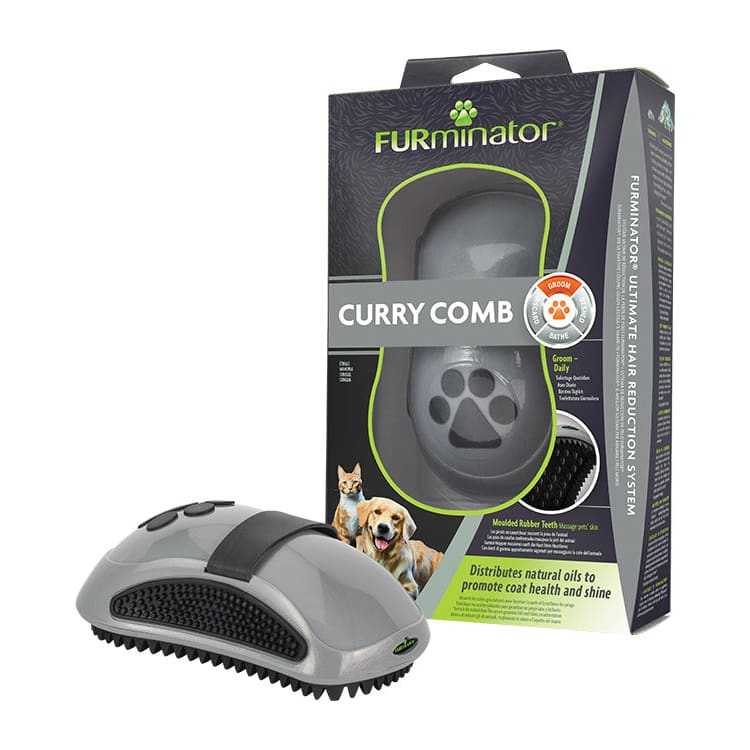 Furminator Curry Comb for Cats and Dogs, promotes healthy shiny coat, versatile grooming tool.