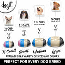 Slow Anti Gulp Dog Bowl in various sizes and colors, designed to reduce gulping and improve digestion for dogs of all breeds.