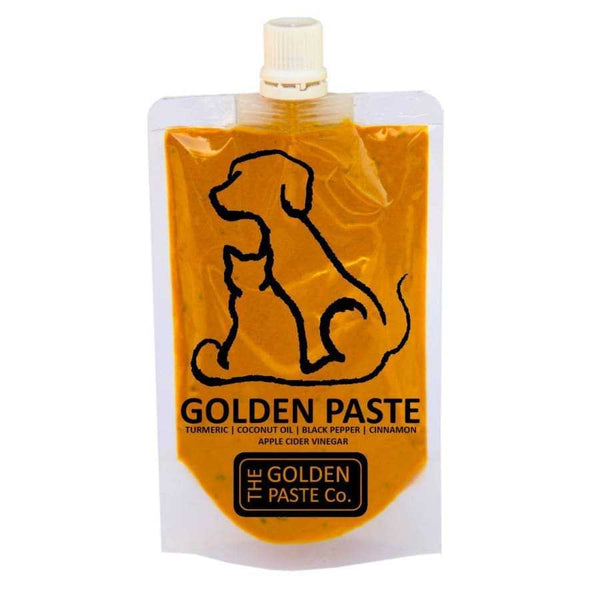 Golden Paste for Pets with turmeric, apple cider vinegar, and cinnamon in a pack.