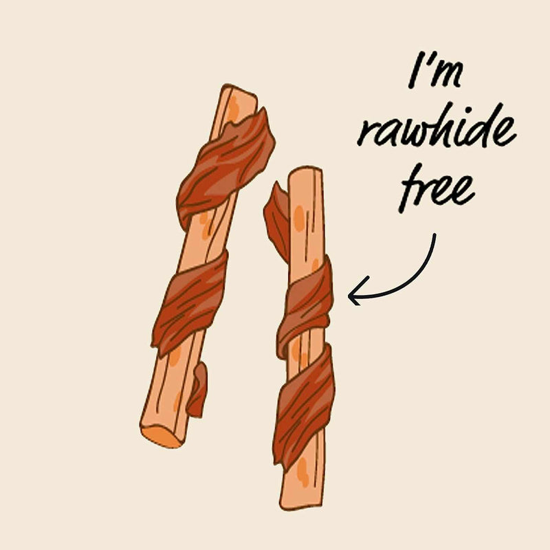 Good Boy Cheesy Chicken Sticks Dog Treats, rawhide-free illustration.