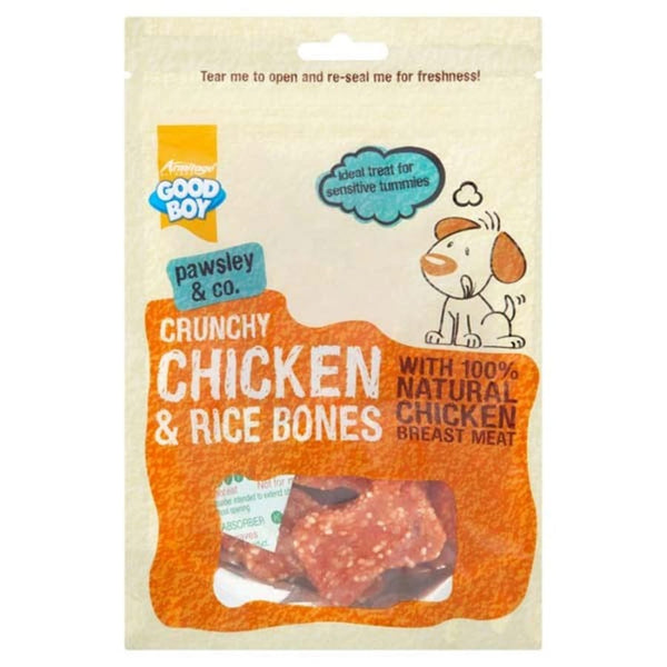 Goodboy Chicken and Rice Bones Dog Treats 100g Bag -GoodBoy 5000239055692