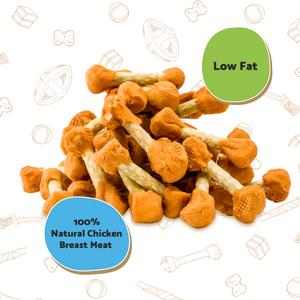 Good Boy Chicken Dumbbells Dog Treats 350g Bag with natural chicken breast meat, low fat, ideal for sensitive tummies.