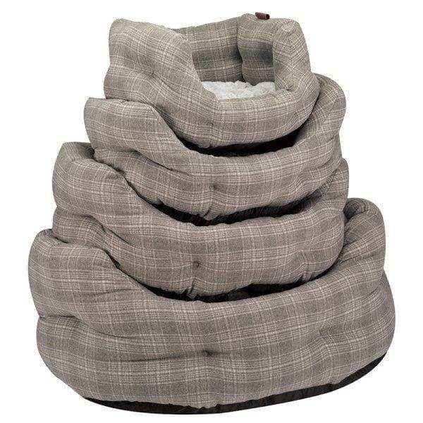 Grey Plaid Oval Dog Bed -Zoon5050642056571