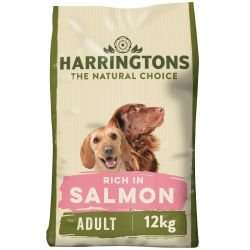 Harringtons Salmon & Potato Dog Food 12kg bag, premium dry food for healthy, glossy coat.