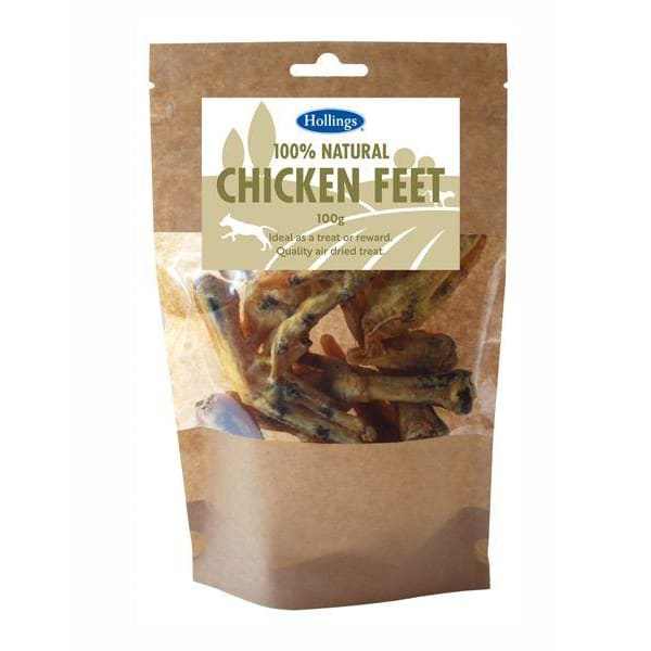 Hollings 100% Natural Chicken Feet 100g -Hollings5018253114271