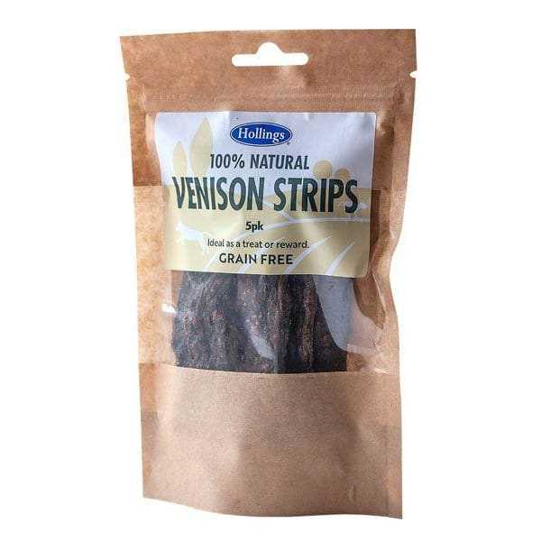 Hollings Grain Free Venison Dog Treat Strips 5 Pack -Hollings5018253114783