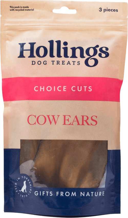 Hollings Cows Ears Dog Treats - Grain-Free, High-Protein, 3 Pieces.