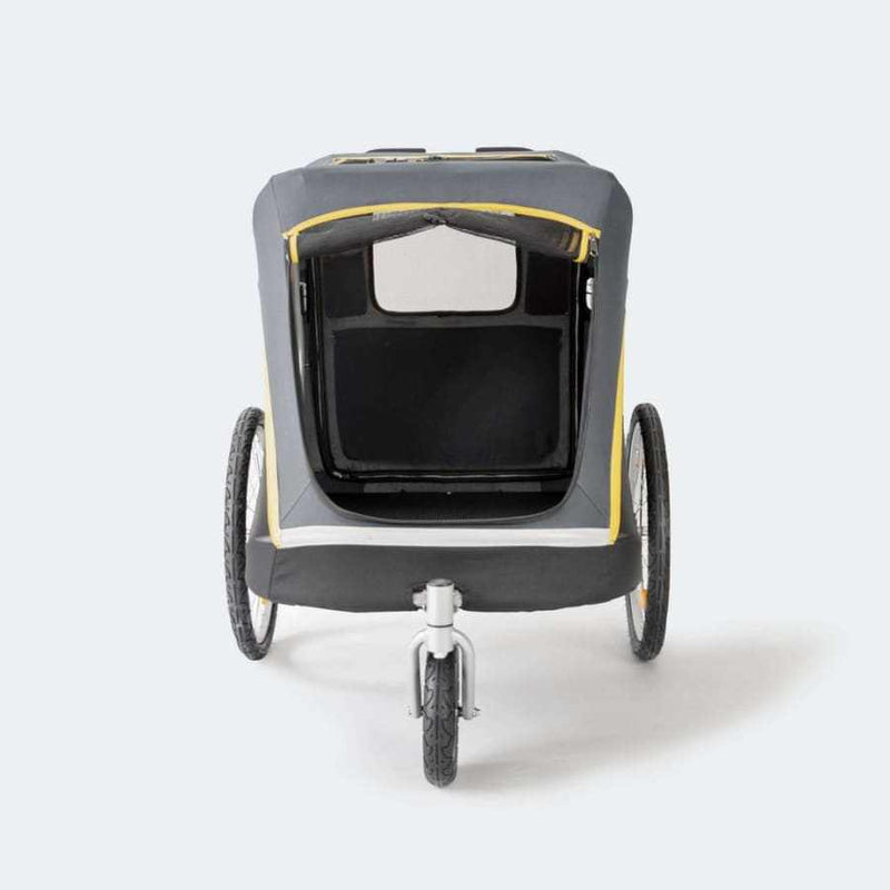 Innopet Hercules 2.0 Extra Large Dog Stroller with 50kg capacity and rain cover, rear view showing wheels and canopy.