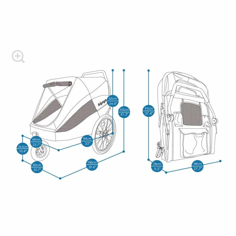 Innopet Hercules 2.0 Extra Large Dog Stroller dimensions and design features.
