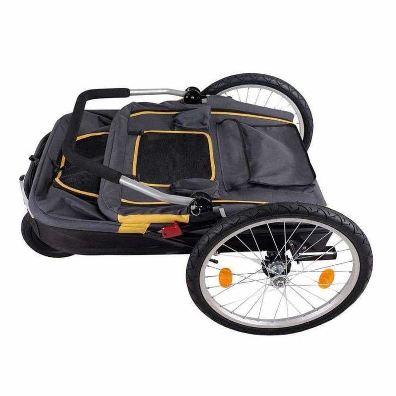 Innopet Hercules 2.0 extra large dog stroller folded flat with oversized wheels and safety reflectors, ideal for large pets.