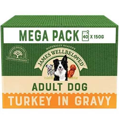 James Wellbeloved Dog Turkey and Rice Adult Pouch 40 x 150g Mega Pack -James Wellbeloved9003579016886