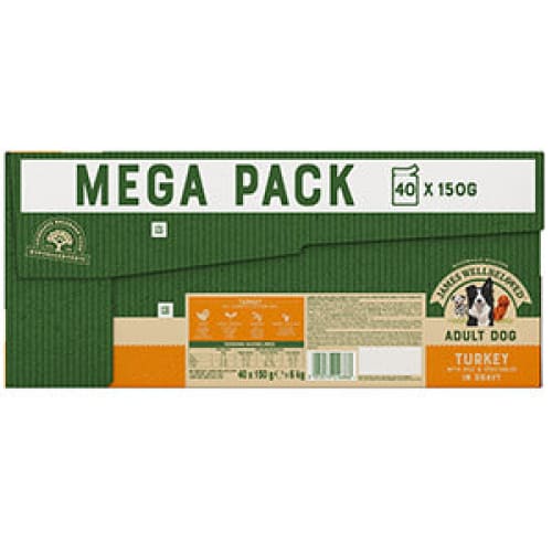 James Wellbeloved Dog Turkey and Rice Adult Pouch 40 x 150g Mega Pack -James Wellbeloved9003579016886