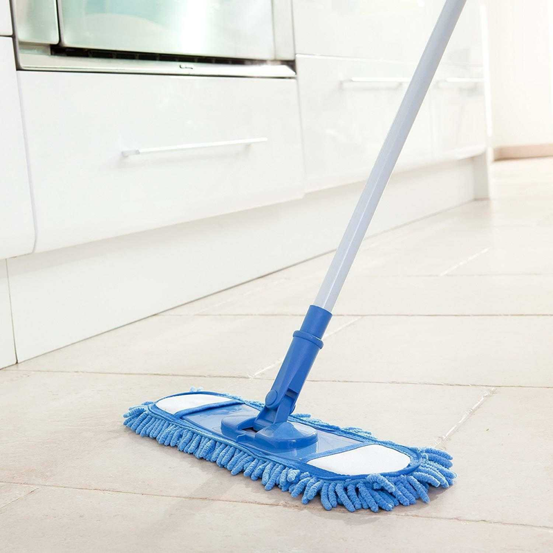 JML Flexible Super-Absorbent Microfibre Floor Mop with bonus mitt for wet or dry use on a tiled kitchen floor.
