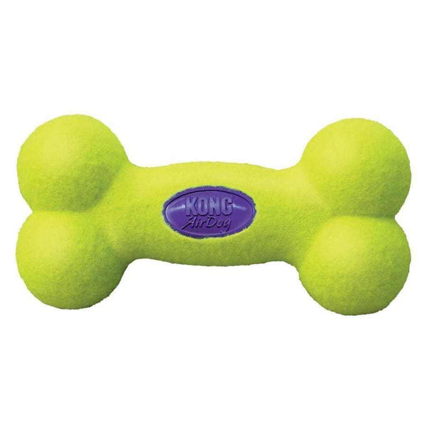 Durable KONG AirDog Bone Dog Toy with squeaker, ideal for fetch.