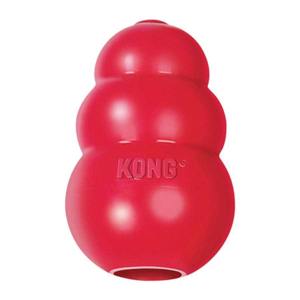 KONG Classic Dog Toy, durable red rubber, enrichment, unpredictable bounce.