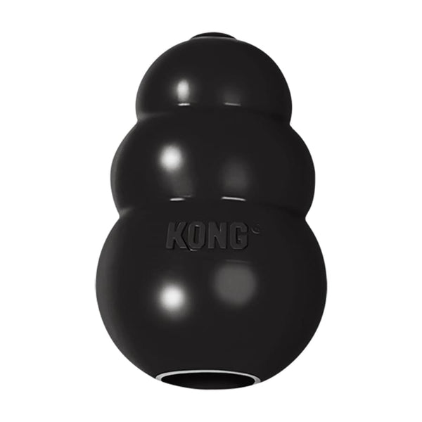KONG Extreme Dog Toy made of durable black rubber, ideal for strong chewers.