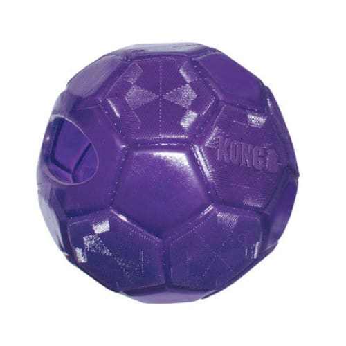 Purple KONG Flexball Interactive Dog Toy for medium to large dogs, robust TPR, 15cm diameter.