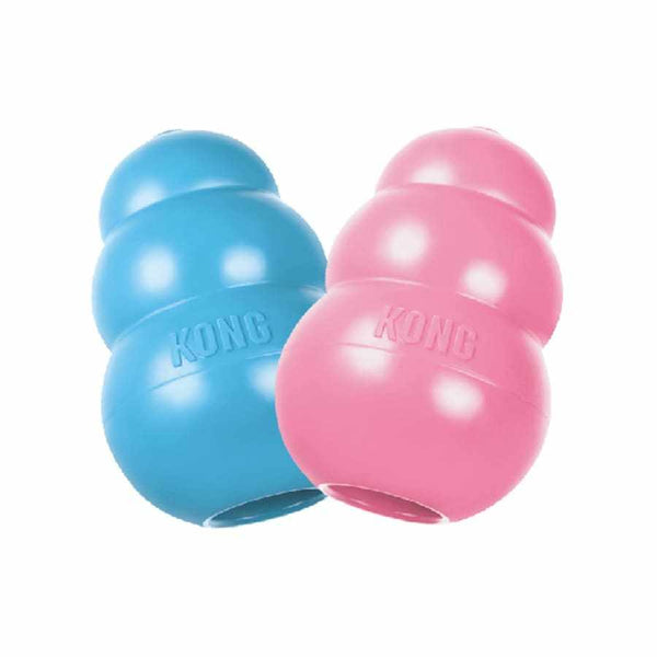 KONG Puppy Dog Toy in pink and blue colors for puppy teeth and gums.