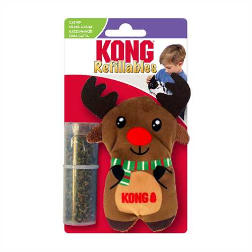 KONG Reindeer Refillables Catnip Cat Toy -Kong035585526270