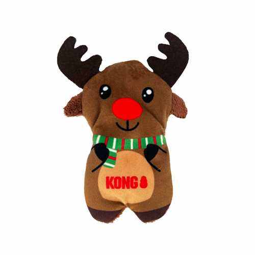 KONG Reindeer Refillables Catnip Cat Toy plush with striped scarf.