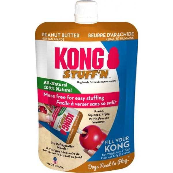 KONG Stuff'N Peanut Butter Dog Treat with mess-free nozzle, 170g pouch.