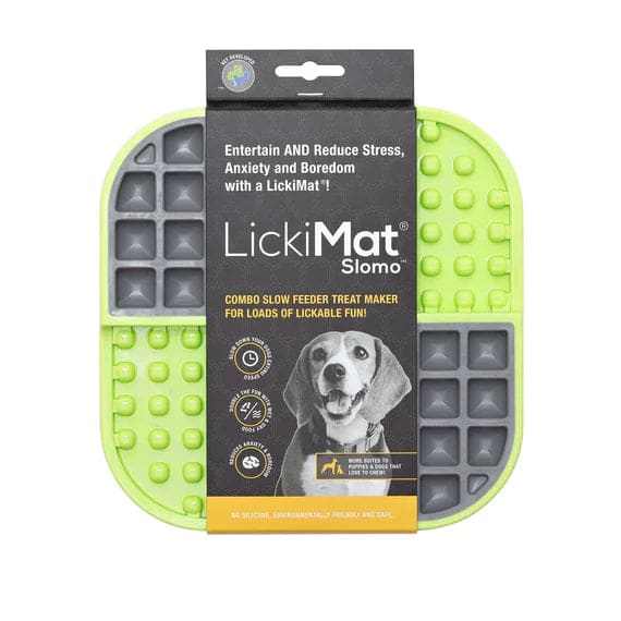 Lickimat Slomo Dog Pet Treat Dispenser, boredom buster, slows feeding, non-toxic material, freezer safe.