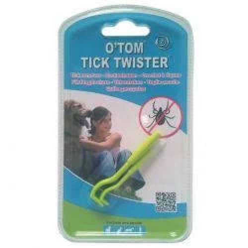 O'Tom Tick Twister Blister Pack with two plastic hooked twisters for efficient tick removal.