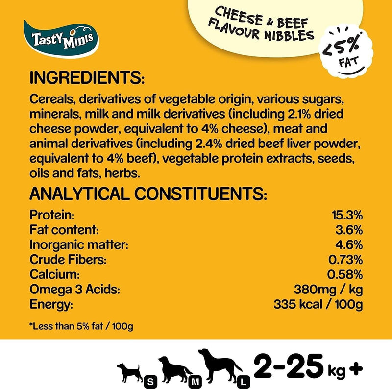 Pedigree Tasty Minis Beef and Cheese Dog Treats -140g bag -Pedigree5998749125649