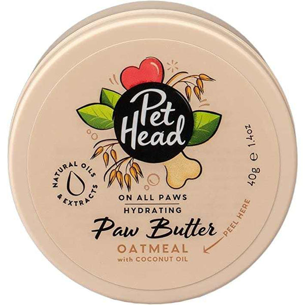 Pet Head Oatmeal Dog Paw Butter 59ml container with natural oils for dry paws.