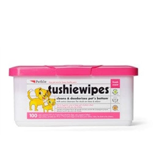 Petkin Tushie Pets Bottom Wipes 100 Pack for Cats and Dogs -PetKin036239053524