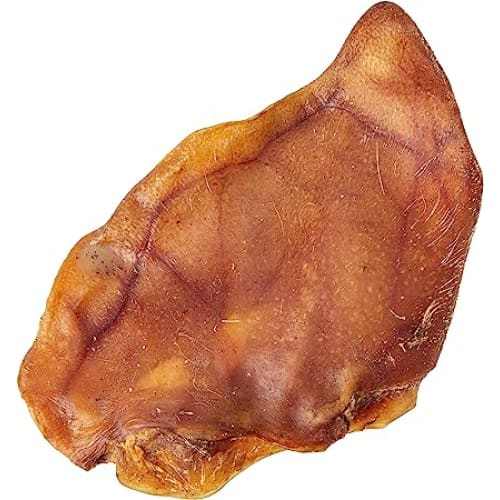Natural air-dried pig ear chew for dogs, high in protein and grain-free.